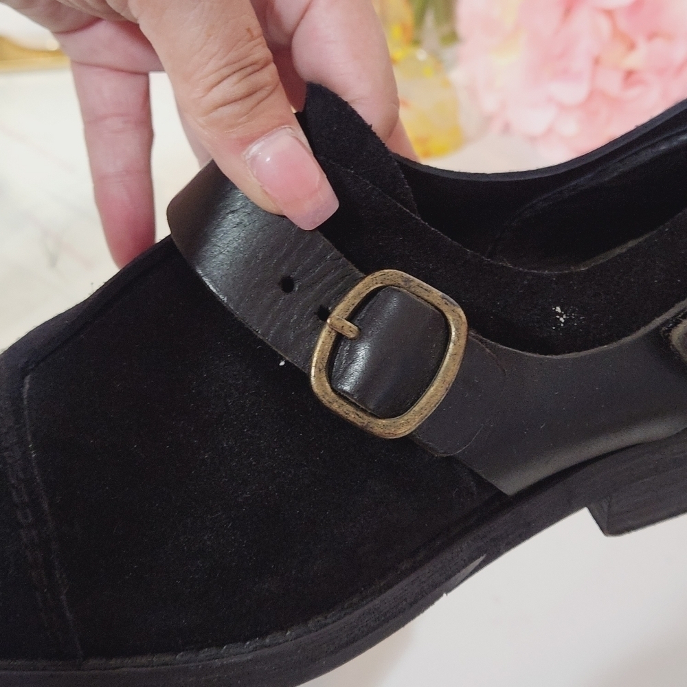 Pedro Garcia Black Suede/Leather Sling Back Buckle Shoes Size 39 9.5 US - Picture 2 of 11